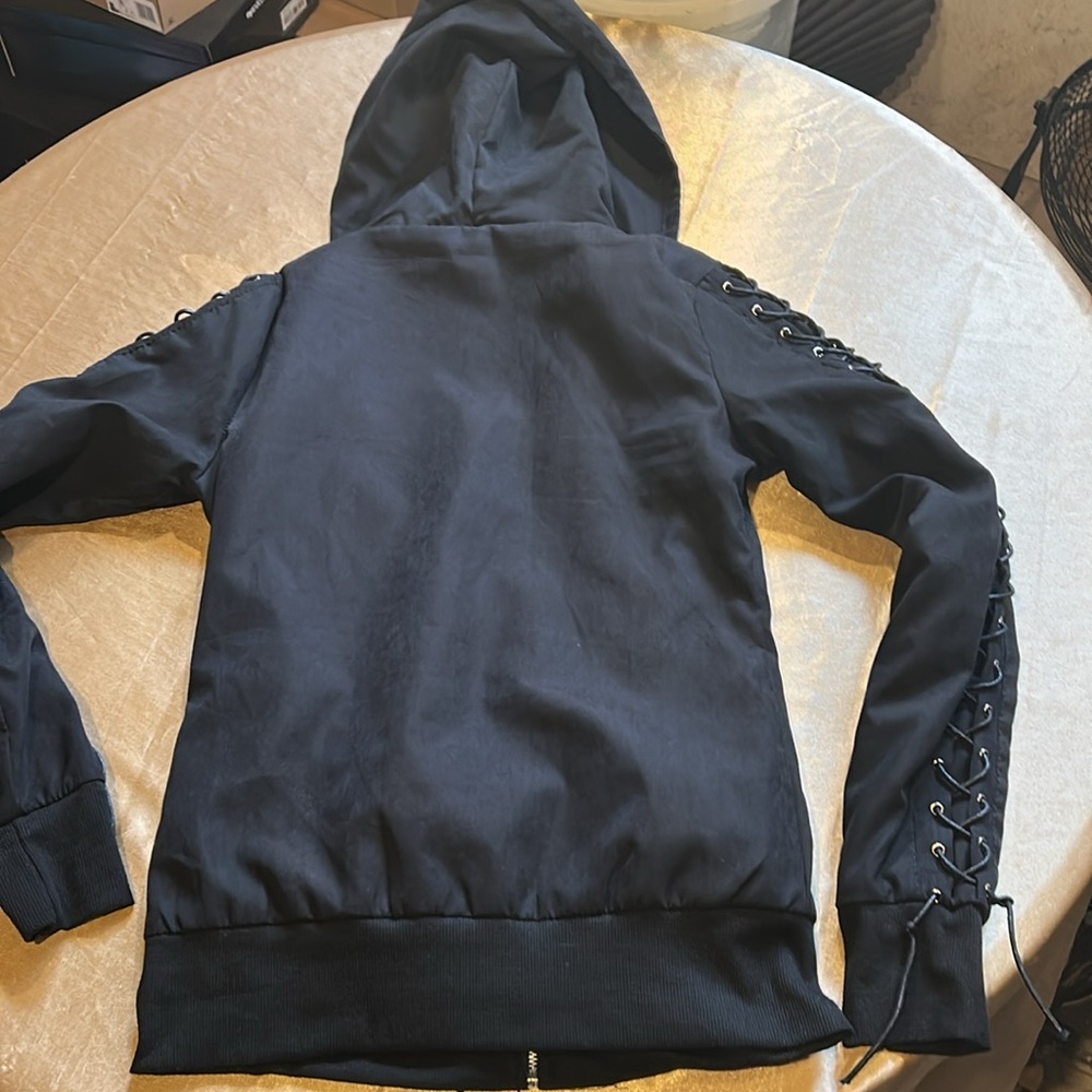 Stylish Black Lace-Up Women's Jacket S - Picture 3 of 3